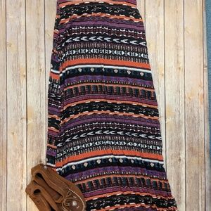 Vibrantly patterned stretchy and soft maxi skirt